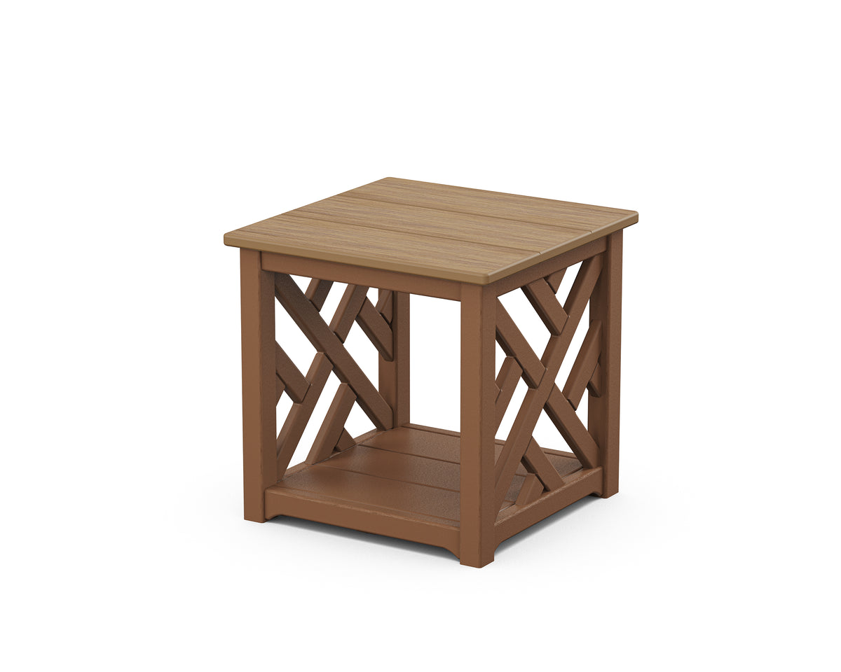 POLYWOOD Chippendale Accent Table in Teak / Natural