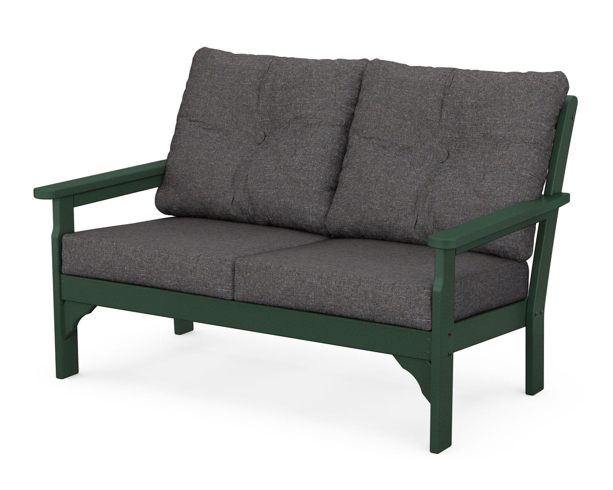 POLYWOOD Vineyard Deep Seating Loveseat in Green / Ash Charcoal