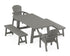 POLYWOOD Seashell 5-Piece Rustic Farmhouse Dining Set with Benches in Slate Grey