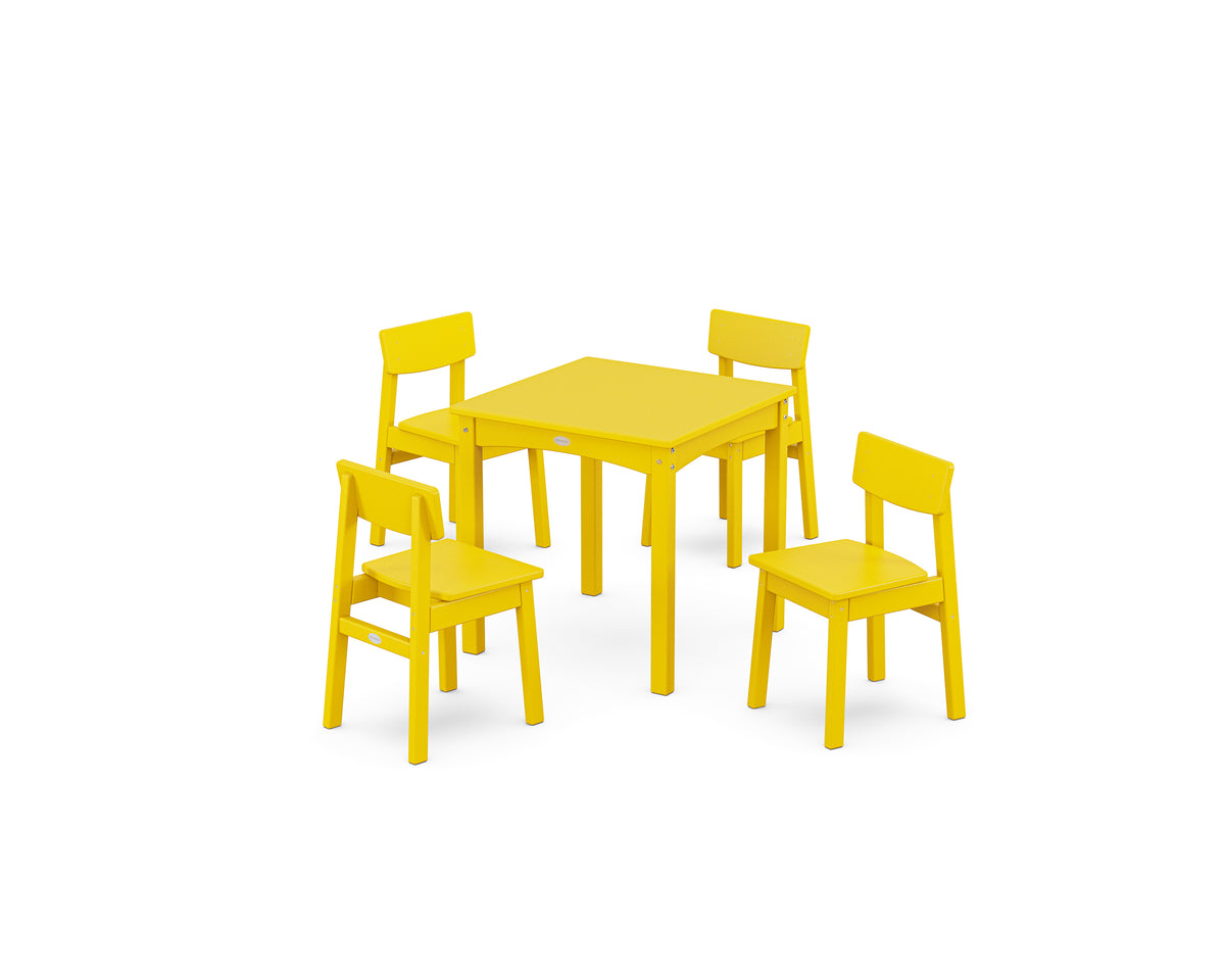 POLYWOOD Modern Studio Kids 5-Piece Dining Set in Lemon