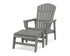 POLYWOOD Nautical Grand Upright Adirondack Chair with Ottoman in Slate Grey