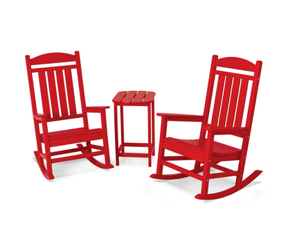 POLYWOOD Presidential Rocker 3-Piece Set in Sunset Red