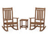 POLYWOOD Estate 3-Piece Rocking Chair Set with Long Island 18" Side Table in Teak
