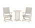 POLYWOOD Coastal Folding 3-Piece Round Bistro Dining Set in Sand / Birch