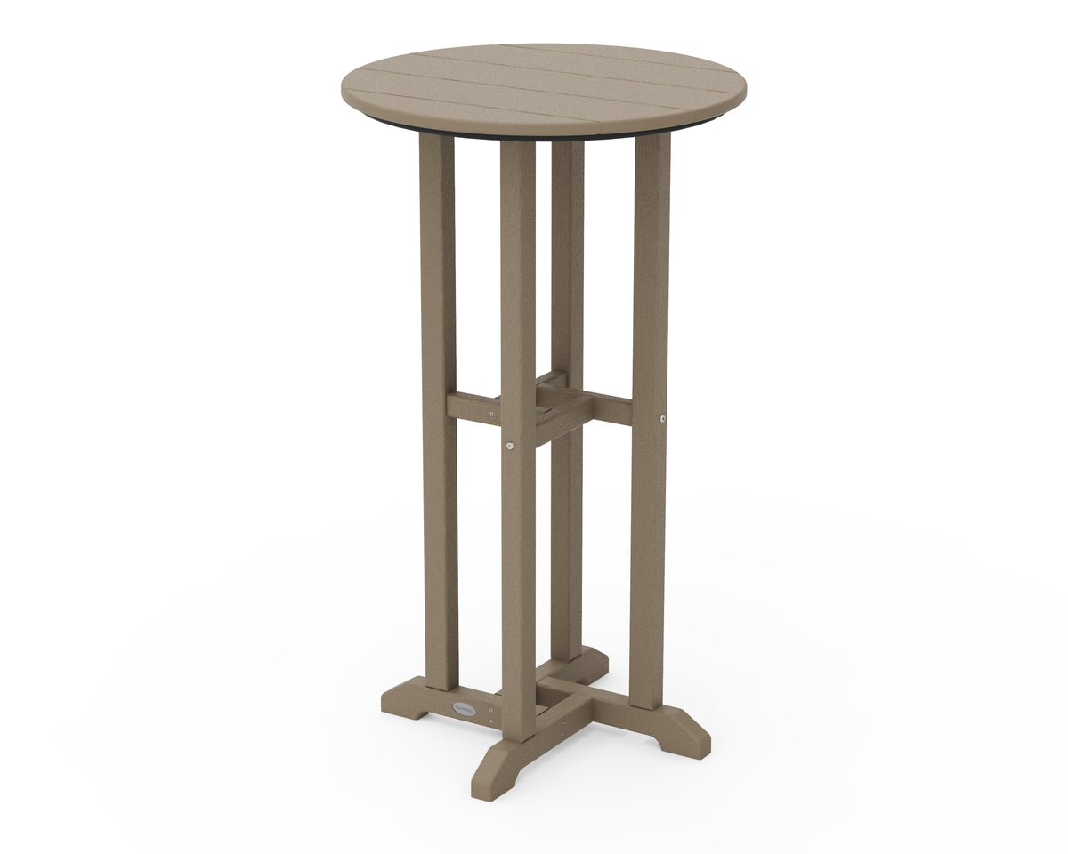 POLYWOOD 24" Round Farmhouse Bar Bistro Table in Vintage Sahara