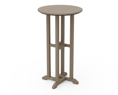 POLYWOOD 24" Round Farmhouse Bar Bistro Table in Vintage Sahara