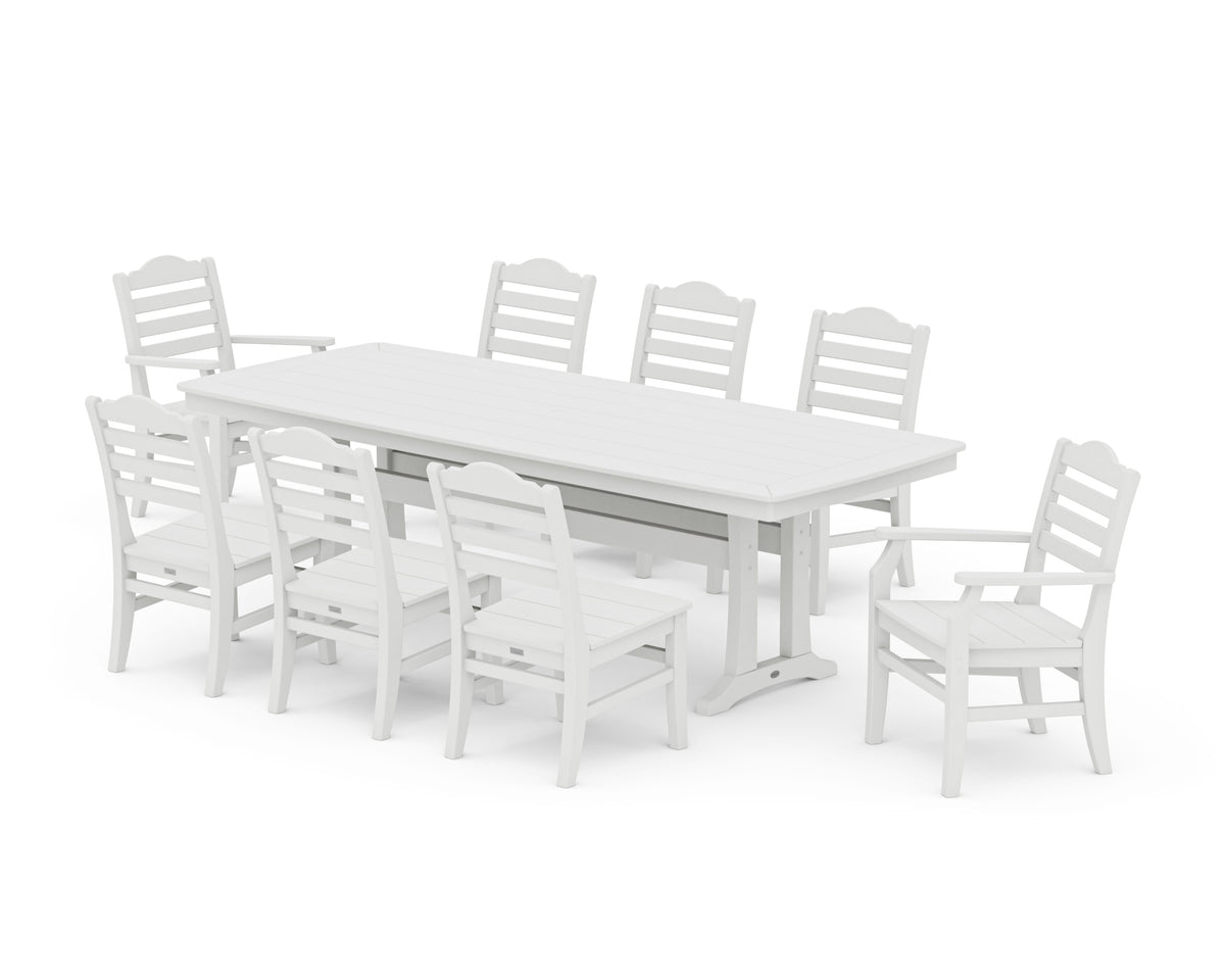 POLYWOOD Savannah 9-Piece Dining Set with Trestle Legs in Vintage White