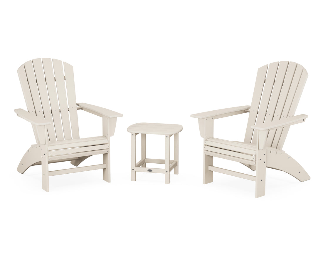 POLYWOOD Nautical 3-Piece Curveback Adirondack Set in Sand