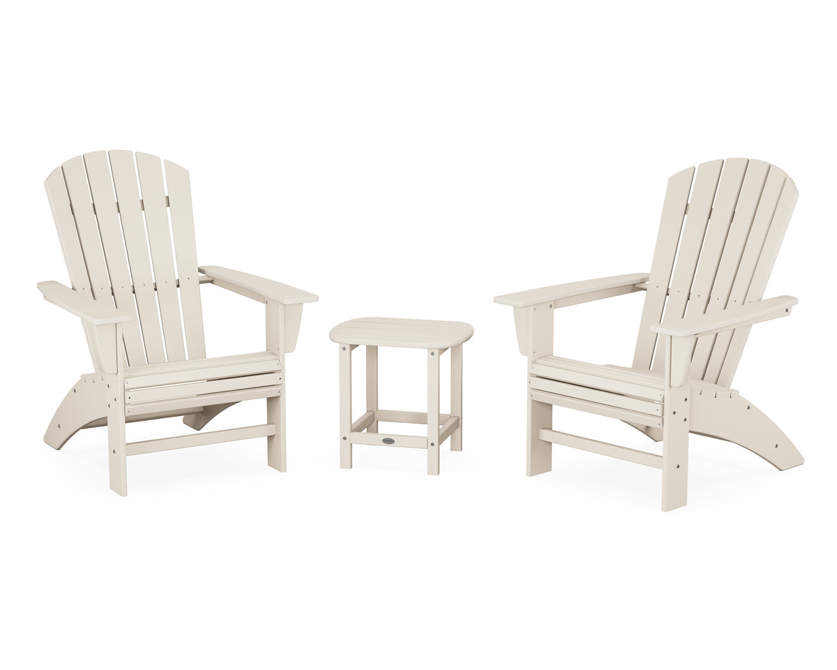 POLYWOOD Nautical 3-Piece Curveback Adirondack Set in Sand