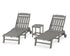 POLYWOOD Cottage 3-Piece Chaise Set with Wheels in Slate Grey