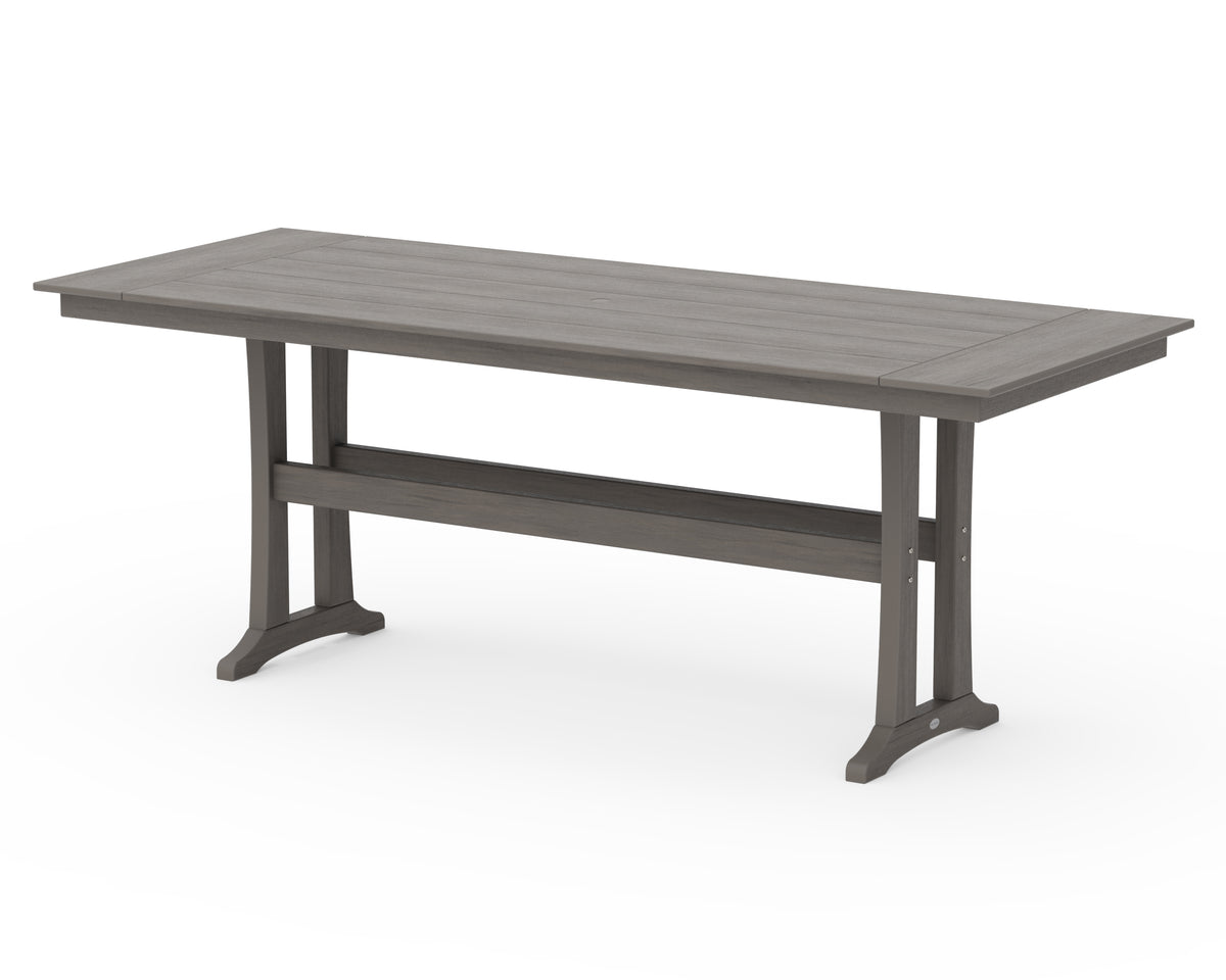 POLYWOOD Farmhouse Trestle 38" x 96" Counter Table in Driftwood