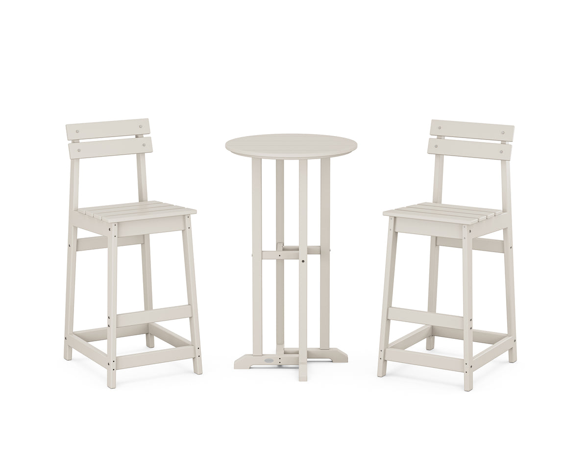 POLYWOOD Modern Studio Plaza Bar Chair 3-Piece Bistro Set in Sand