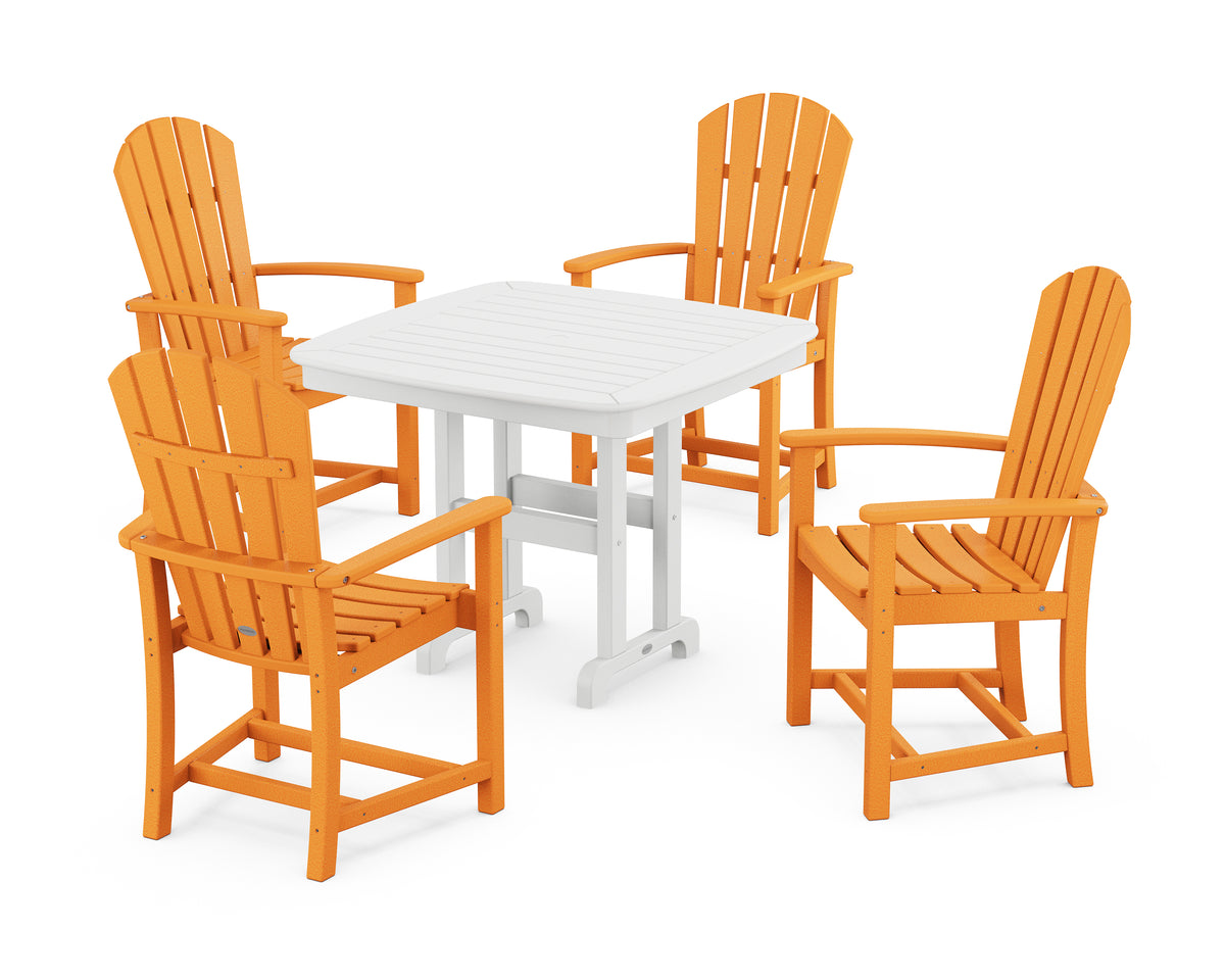 POLYWOOD Palm Coast 5-Piece Dining Set in Tangerine / White