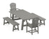 POLYWOOD Palm Coast 5-Piece Rustic Farmhouse Dining Set with Benches in Slate Grey