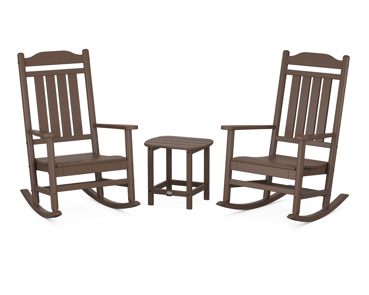 POLYWOOD Cottage Legacy Rocking Chair 3-Piece Set in Mahogany