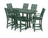 POLYWOOD Country Living Wovendale 7-Piece Bar Set with Trestle Legs in Green