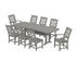 POLYWOOD Chinoiserie 9-Piece Dining Set with Trestle Legs in Slate Grey