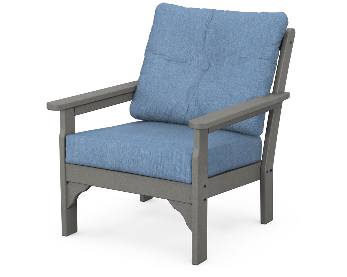 POLYWOOD Vineyard Deep Seating Chair in Slate Grey / Sky Blue