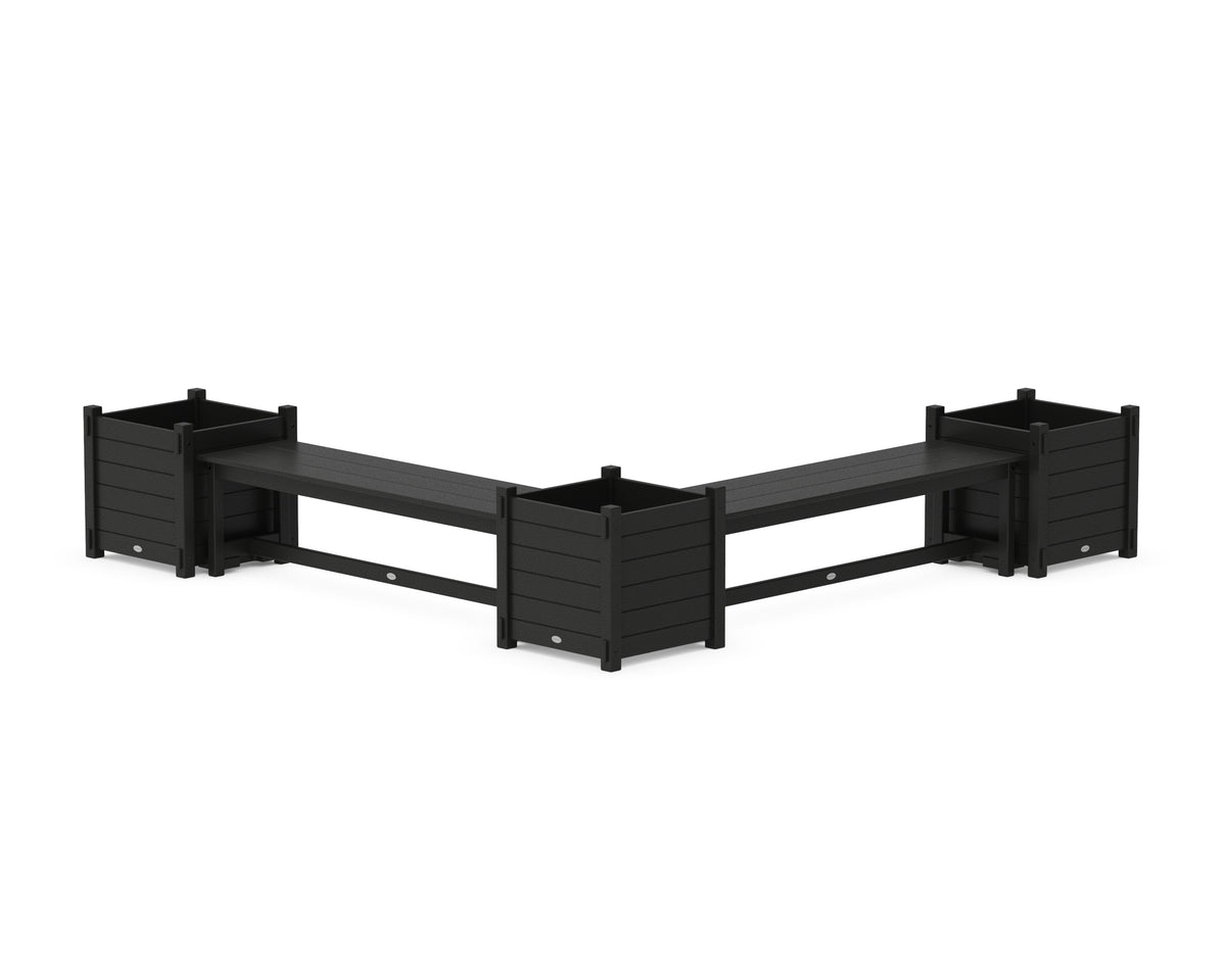 POLYWOOD 60" Nautical L-Shaped Planter Bench Corner Set - Large in Black