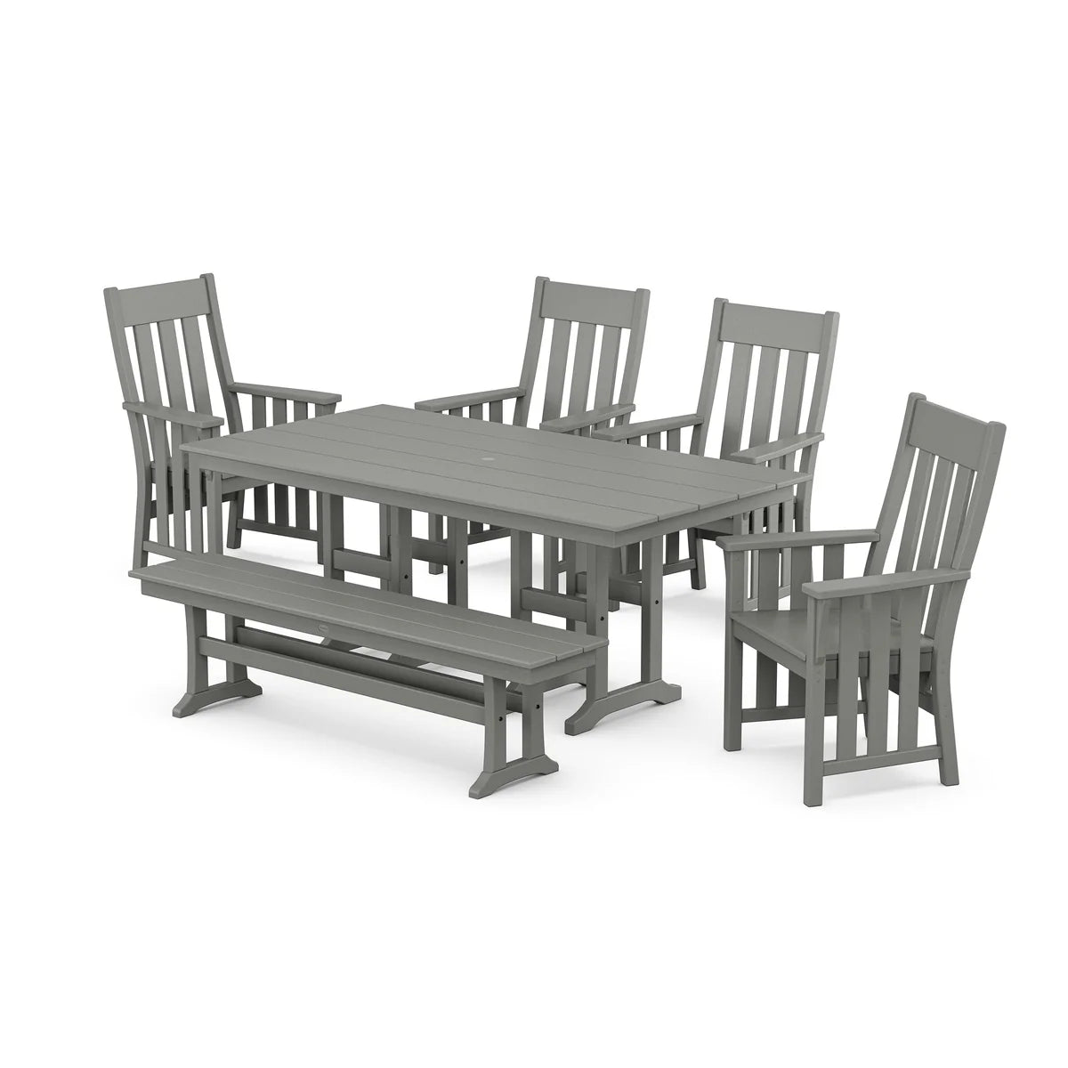 POLYWOOD Acadia 6-Piece Farmhouse Dining Set with Bench