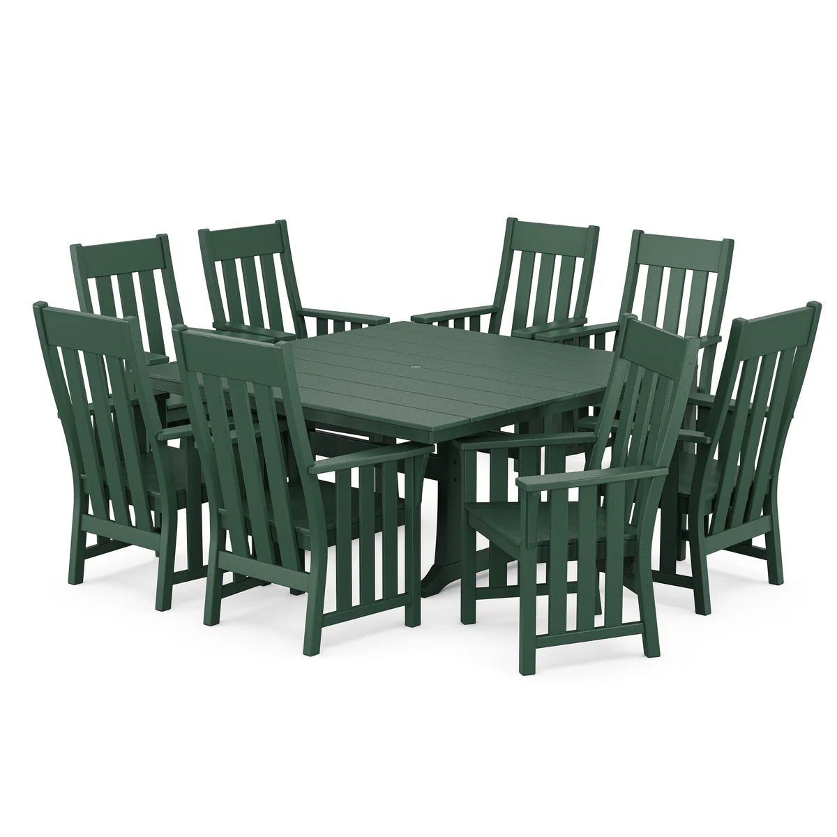 POLYWOOD Acadia 9-Piece Square Farmhouse Dining Set with Trestle Legs