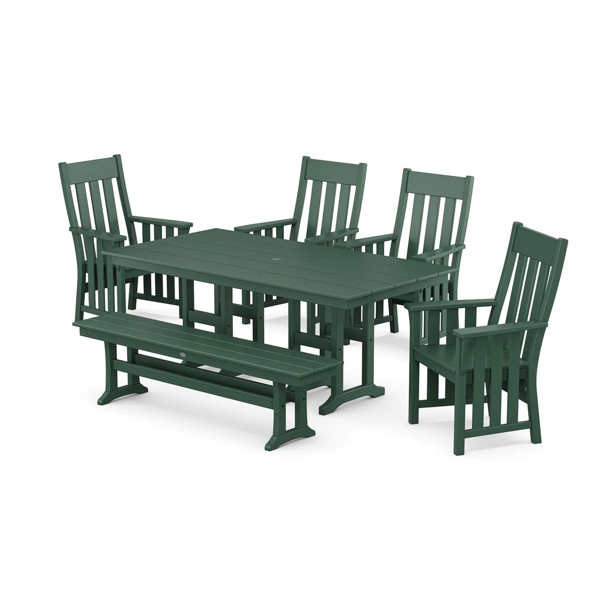 POLYWOOD Acadia 6-Piece Farmhouse Dining Set with Bench