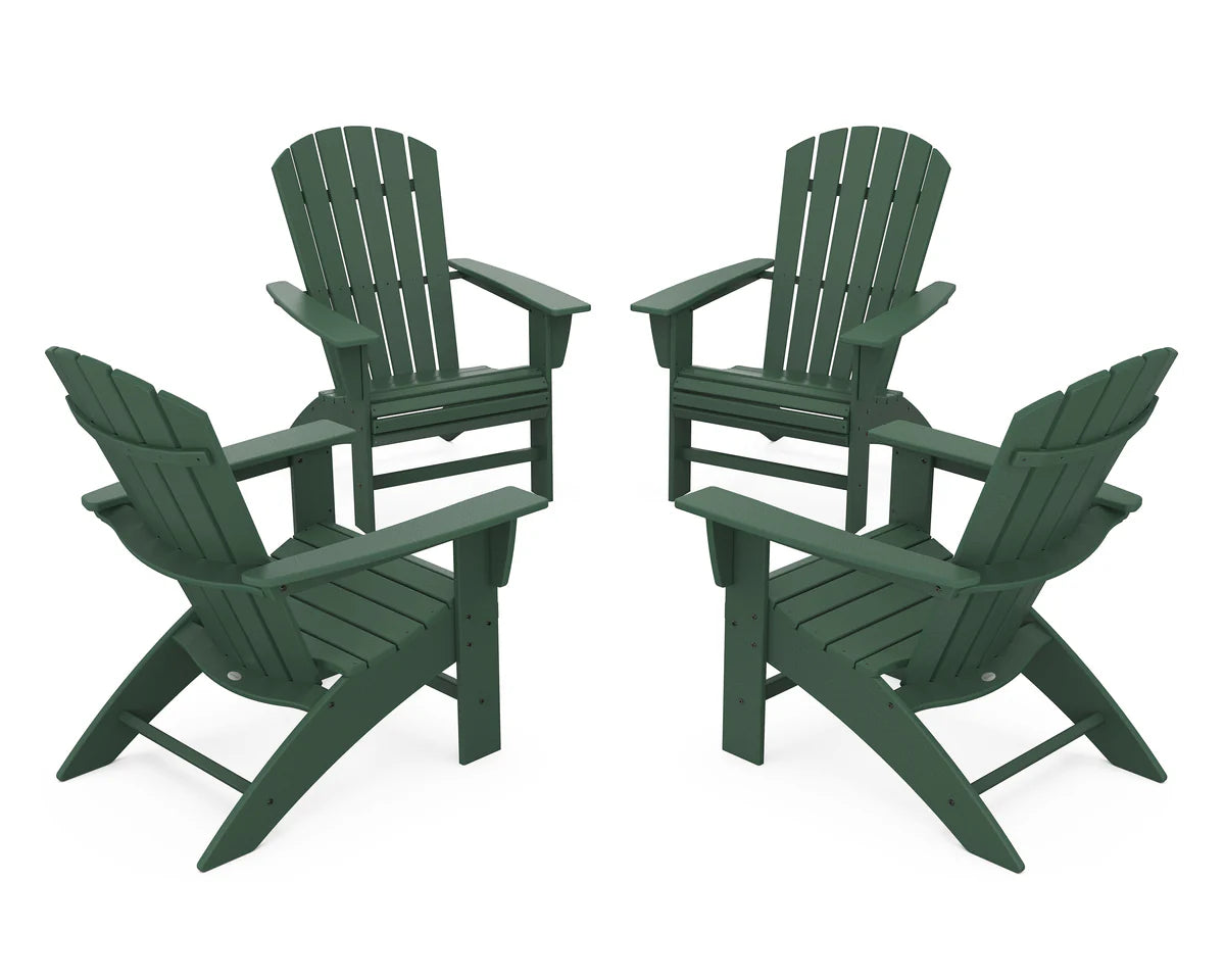 POLYWOOD 4-Piece Nautical Curveback Adirondack Chair Conversation Set