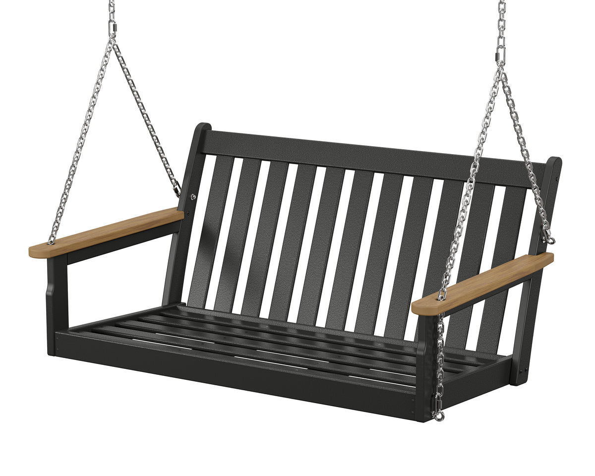 POLYWOOD Vineyard Deep Seating Swing Frame in Black / Natural