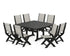 POLYWOOD Coastal Folding Side Chair 9-Piece Dining Set with Trestle Legs in Black / Birch