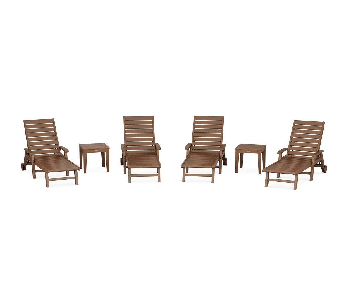 POLYWOOD Signature Chaise 6-Piece Set with Wheels in Teak