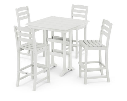 POLYWOOD La Casa Café 5-Piece Farmhouse Trestle Bar Set in White