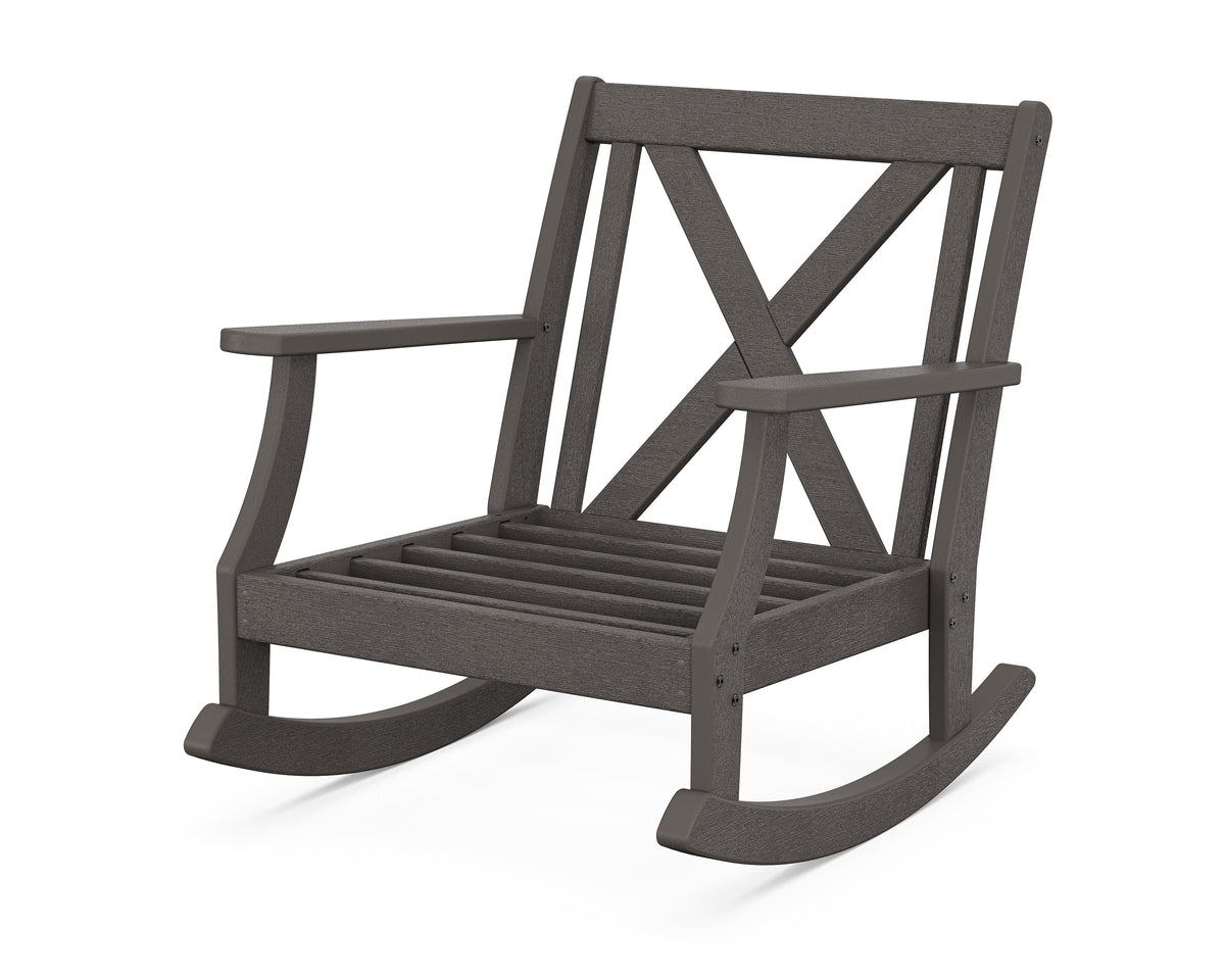 POLYWOOD Braxton Deep Seating Rocking Chair Frame in Vintage Coffee