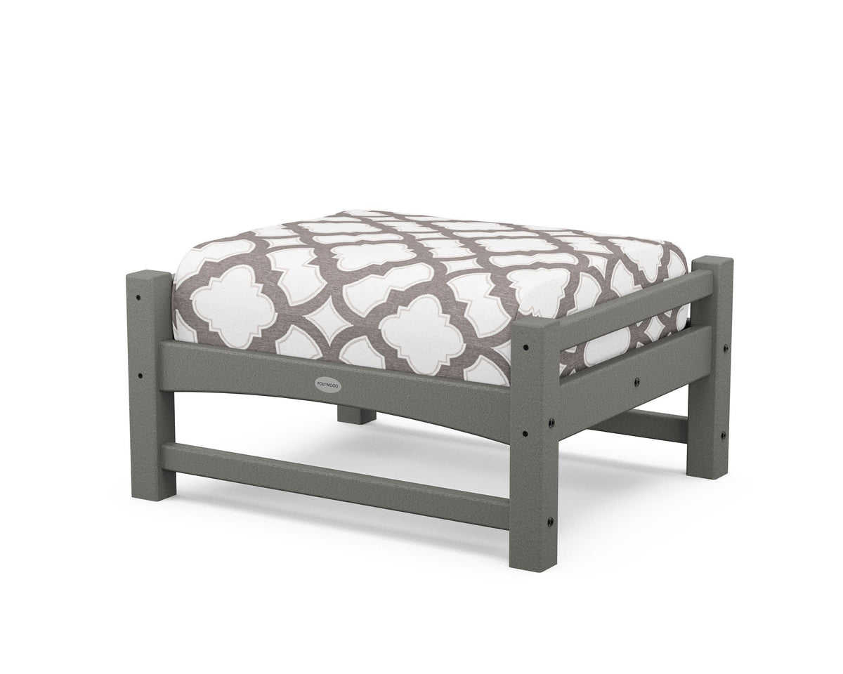 POLYWOOD Club Ottoman in Slate Grey / Trellis Grey Mist