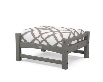 POLYWOOD Club Ottoman in Slate Grey / Trellis Grey Mist