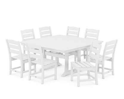 POLYWOOD Lakeside 9-Piece Nautical Trestle Dining Set in White