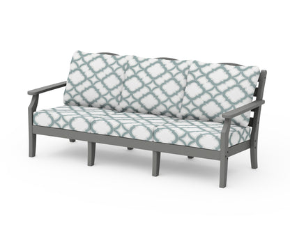 POLYWOOD Savannah Deep Seating Sofa in Slate Grey / Trellis Glacier Spa