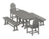 POLYWOOD Classic Adirondack 5-Piece Dining Set with Benches - 37" x 72" Table in Slate Grey
