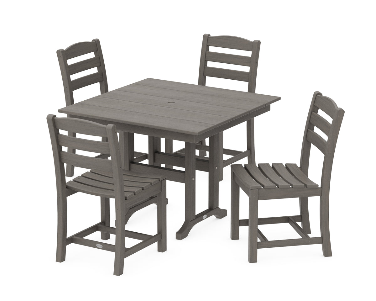 POLYWOOD La Casa Café Side Chair 5-Piece Farmhouse Dining Set in Driftwood