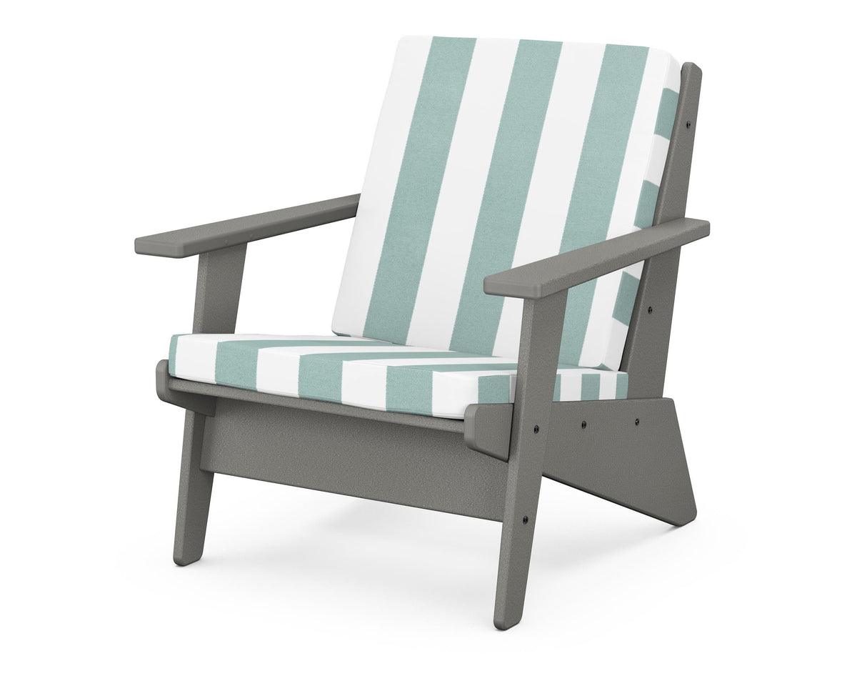 POLYWOOD Riviera Modern Lounge Chair in Slate Grey / Cabana Stripe Glacier Spa