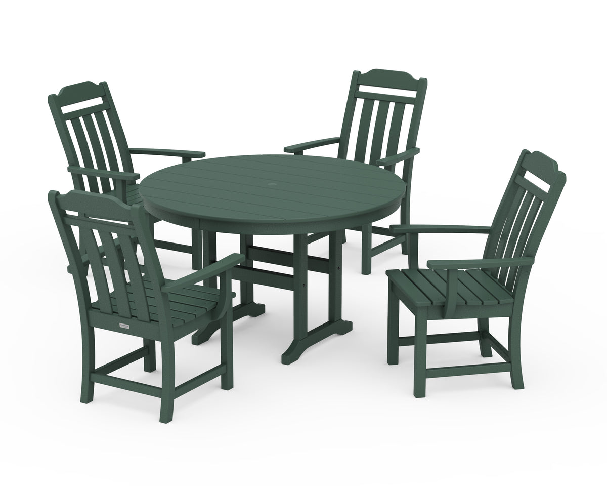 POLYWOOD Cottage 5-Piece Round Farmhouse Dining Set in Green
