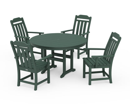 POLYWOOD Cottage 5-Piece Round Farmhouse Dining Set in Green