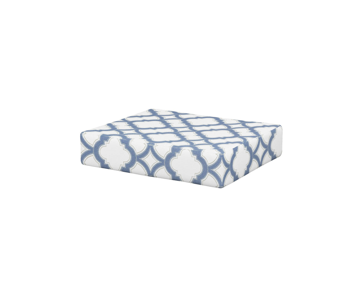 POLYWOOD Acadia Ottoman Cushion in Trellis Sky Blue