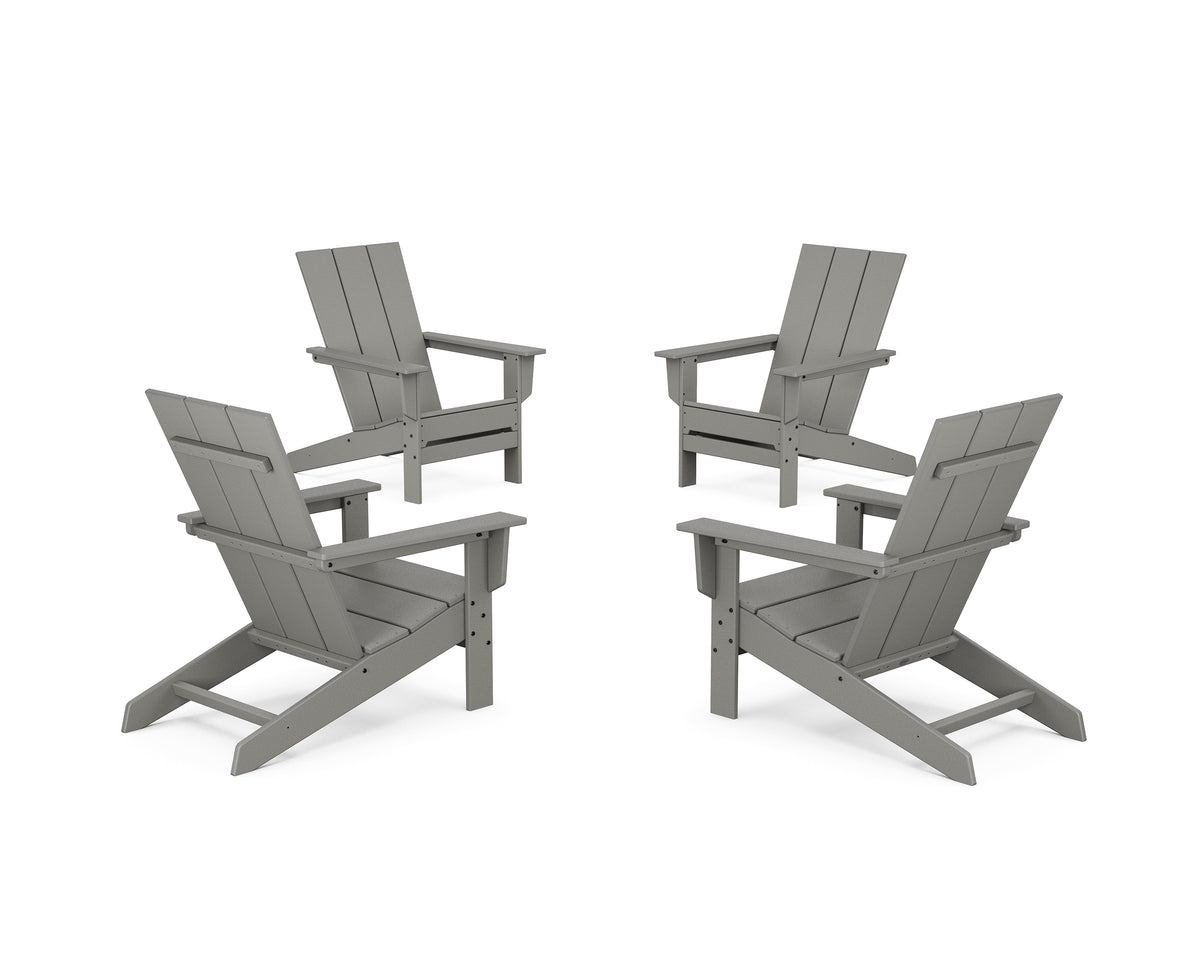 POLYWOOD 4-Piece Modern Studio Adirondack Chair Conversation Set in Slate Grey