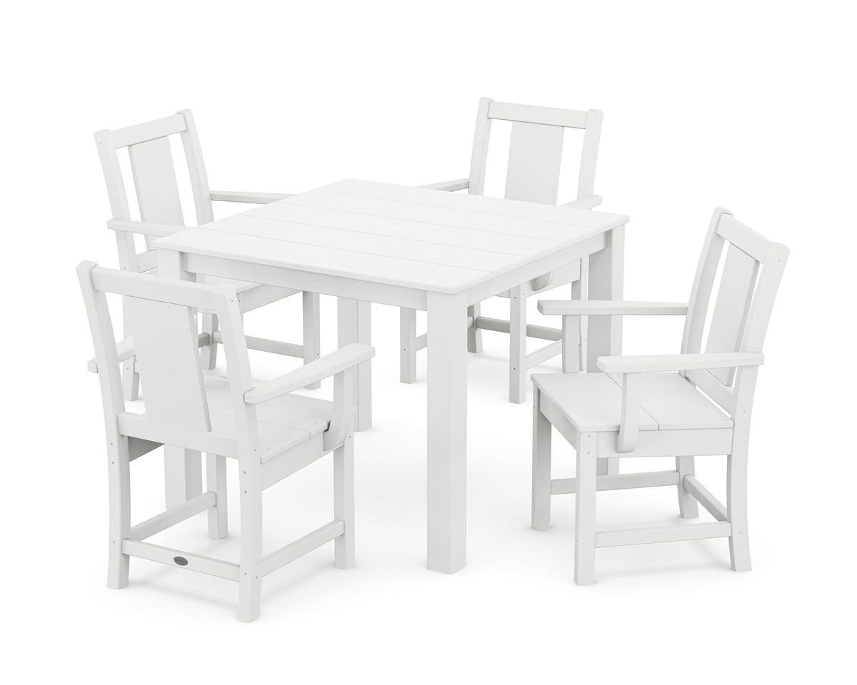 POLYWOOD Prairie 5-Piece Parsons Dining Set in White