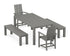 POLYWOOD Modern Adirondack 5-Piece Parsons Dining Set with Benches in Slate Grey