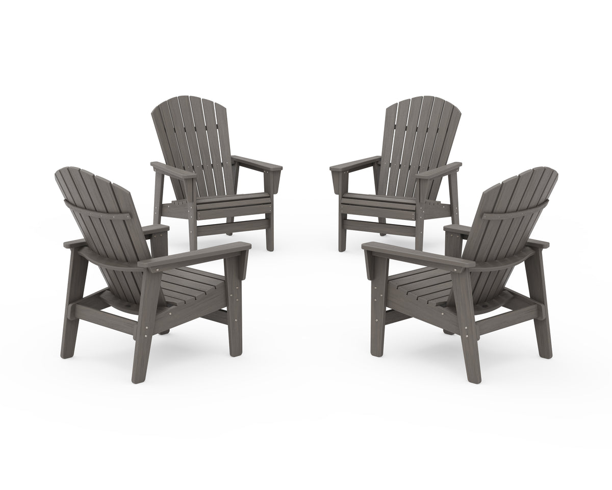 POLYWOOD 4-Piece Nautical Grand Upright Adirondack Chair Conversation Set in Driftwood