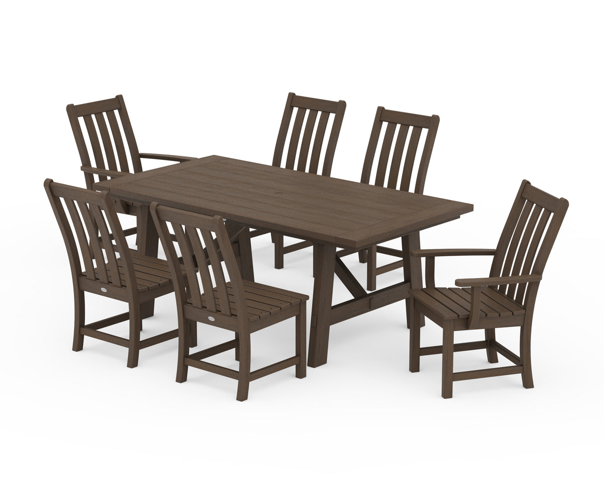 POLYWOOD Vineyard 7-Piece Rustic Farmhouse Dining Set in Kona