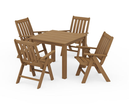 POLYWOOD Vineyard Folding Chair 5-Piece Parsons Dining Set in Natural