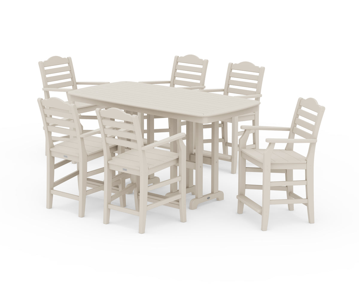 POLYWOOD Savannah Arm Chair 7-Piece Counter Set in Sand