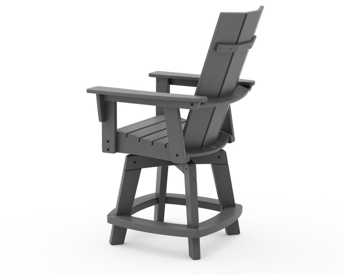 POLYWOOD Modern Curveback Adirondack Swivel Counter Chair angle view
